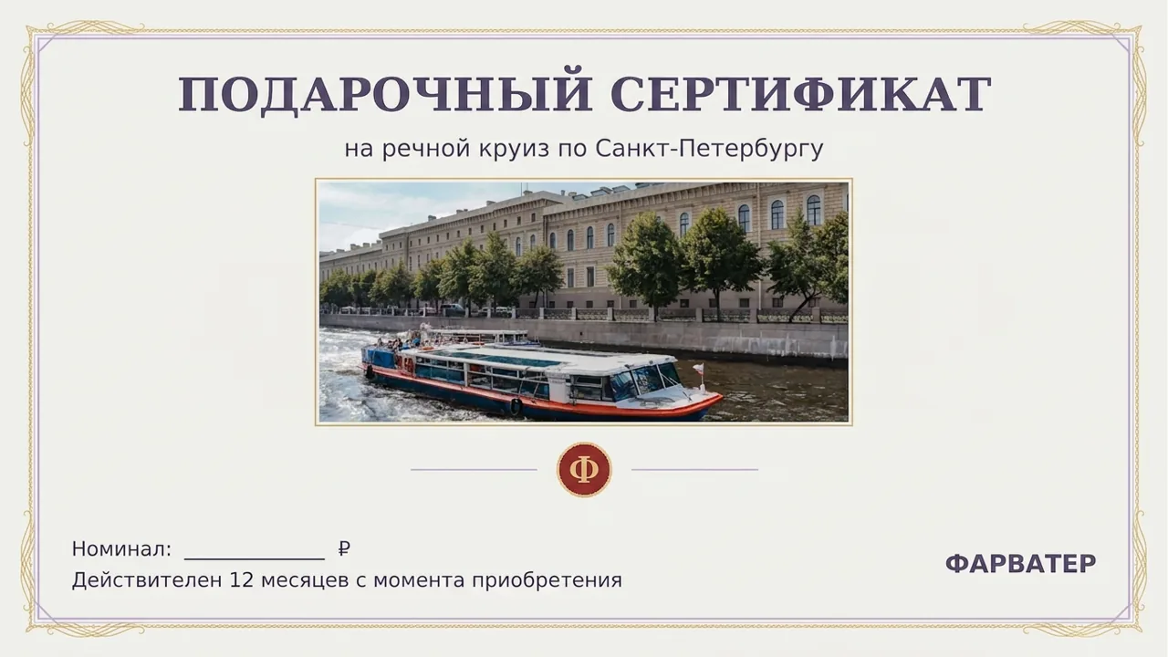 Сертификат на речной круиз по Петербургу